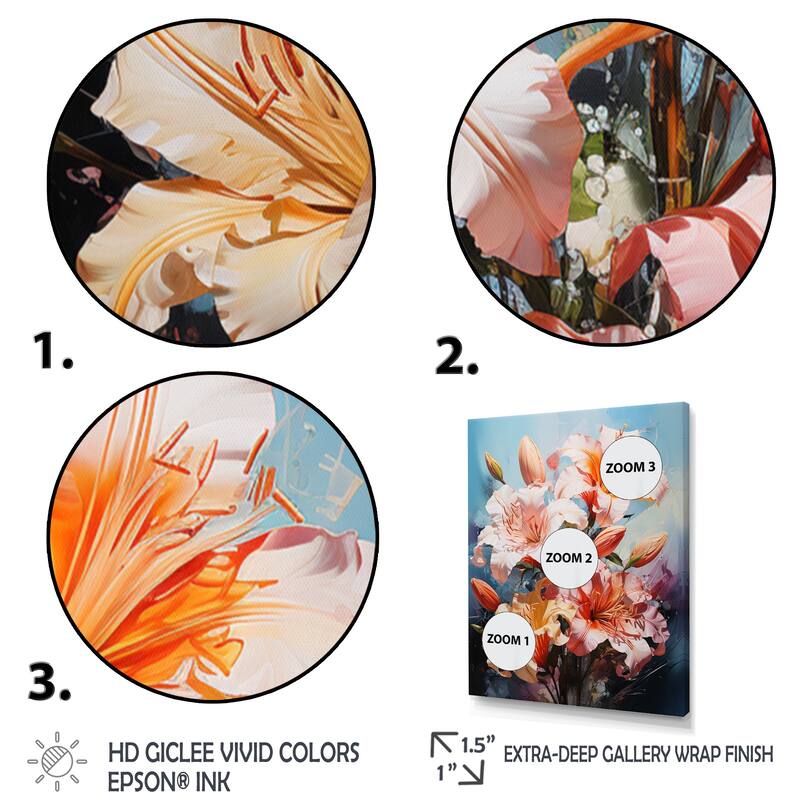 Designart "Lilies Representation Multicolored Acrylic V" Lilies Framed